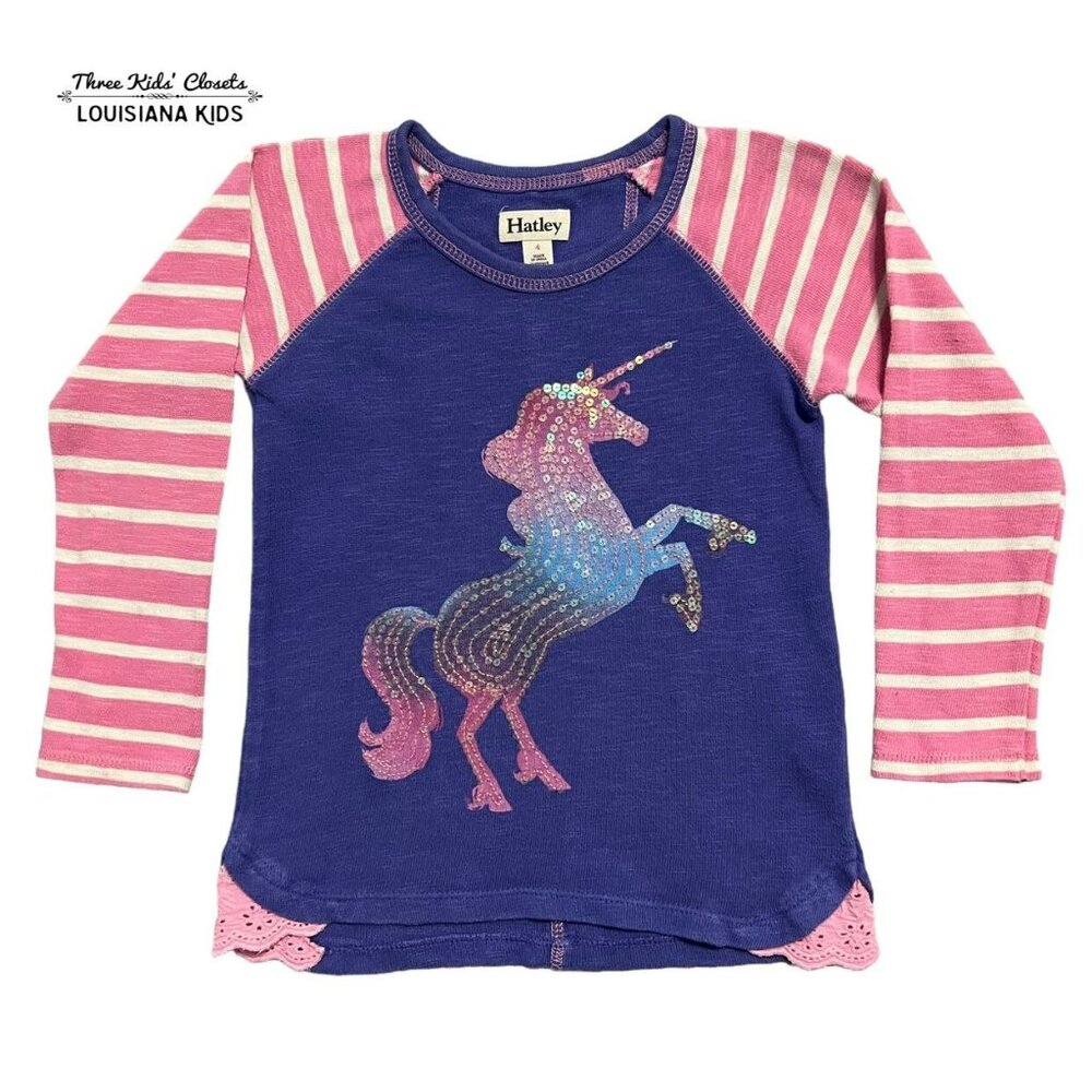 Hatley 4Y Sequin Unicorn Raglan Shirt